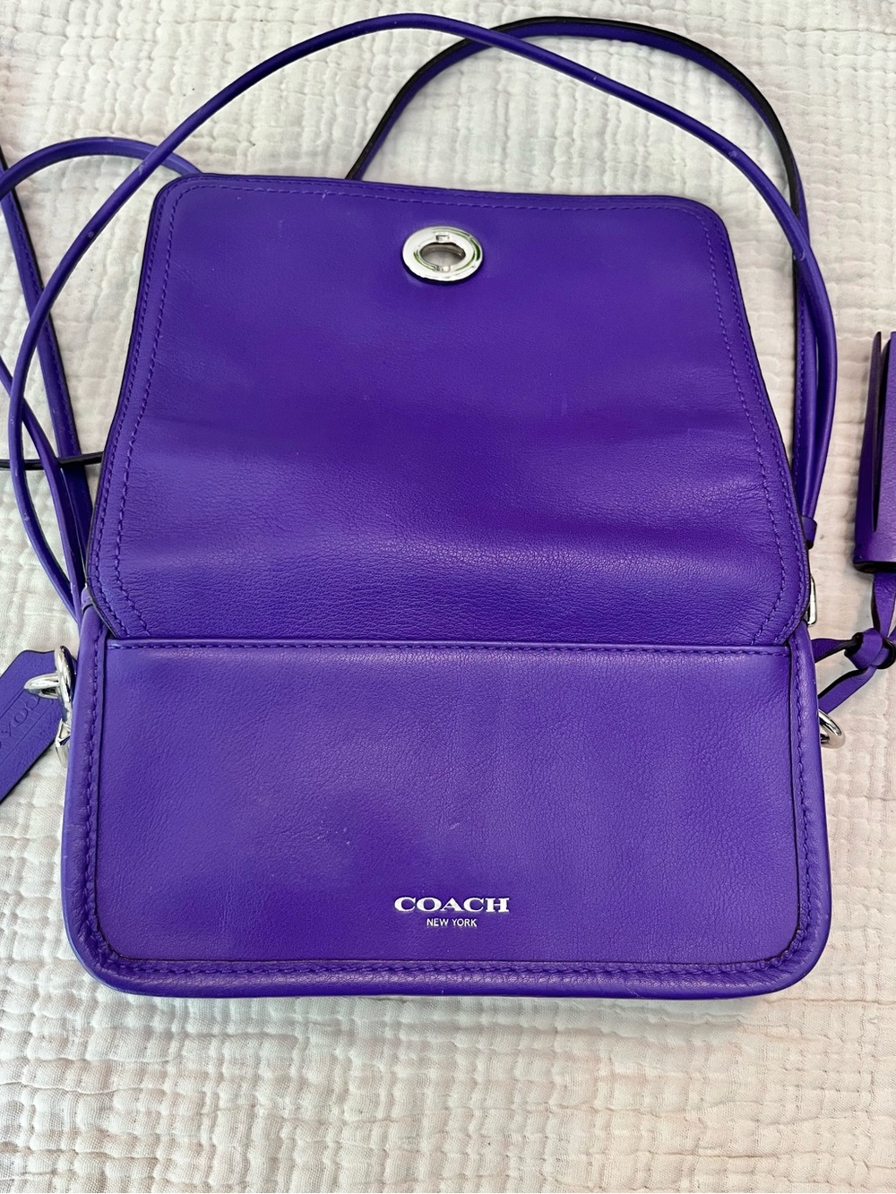 Coach Legacy Leather Penny Shoulder Crossbody Bag 19914 Ultraviolet Purple - Picture 2 of 11